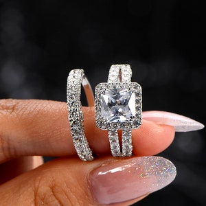 Princess cut cubic zirconia wedding sets clearance