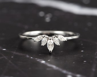 Moissanite Wedding Bands Women, Dainty Art Deco Promise Ring for Her, Anniversary & Birthday Sterling Silver Rings for Women, Gift for Her