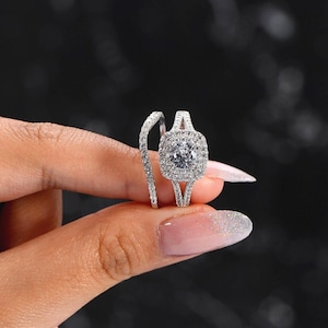 Pure 925 Sterling Silver Wedding Ring Sets, Round Cut CZ Engagement Ring Set, Promise Ring, Rings For Women, Wedding Anniversary Ring