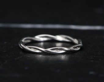 Full Eternity Band Twisted Rope Infinity Wedding Bands Women Promise Ring For Her, Wedding Band Women, 925 Sterling Silver Eternity Rings