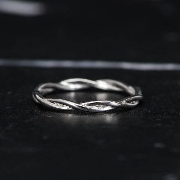 Voll Eternity Band Twisted Seil Unendlichkeit Eheringe Frauen Versprechen Ring für sie, Ehering Frauen, 925 Sterling Silber Eternity Ringe