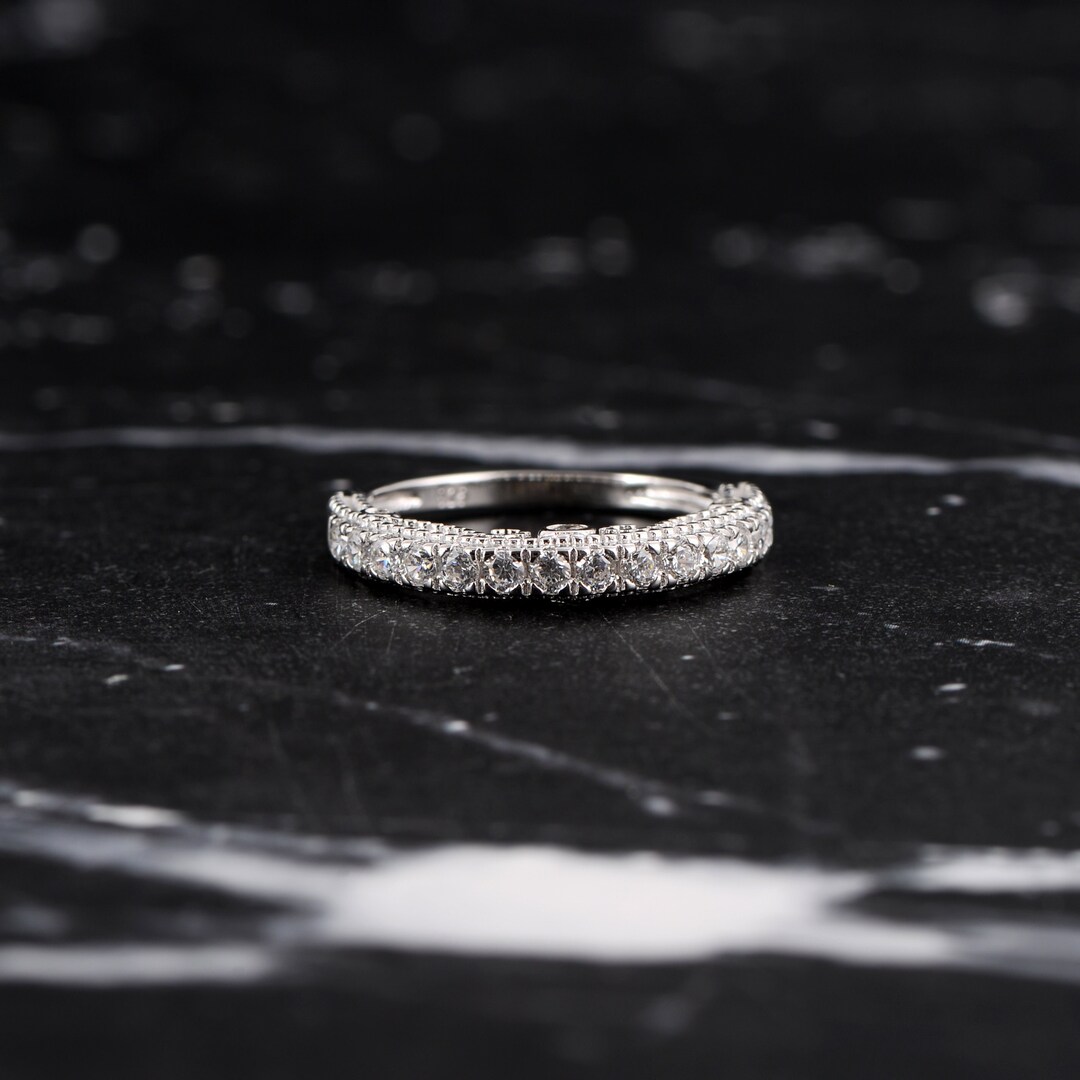 Half Eternity Wedding Bands Women, 925 Sterling Silver Womens Wedding