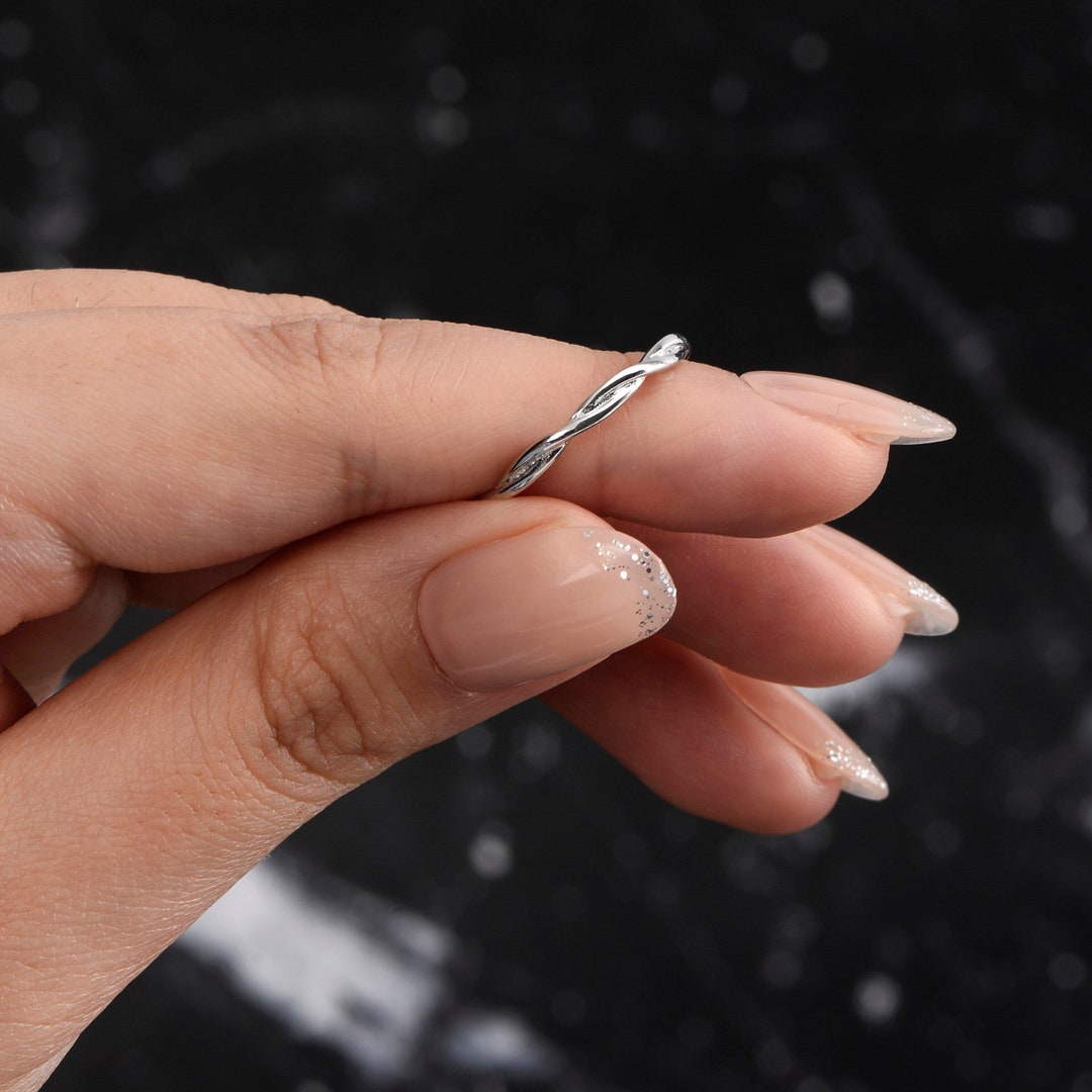 Twisted Rope Full Eternity Band Wedding Bands Women Promise Ring for ...