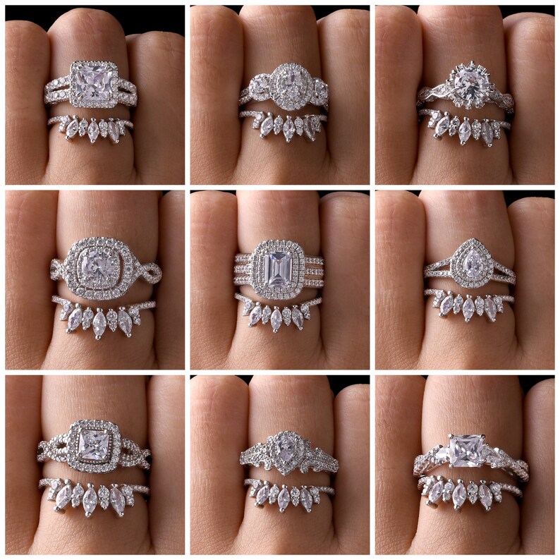 Unique Curved Wedding Bands Women 925 Silver Promise Ring for - Etsy