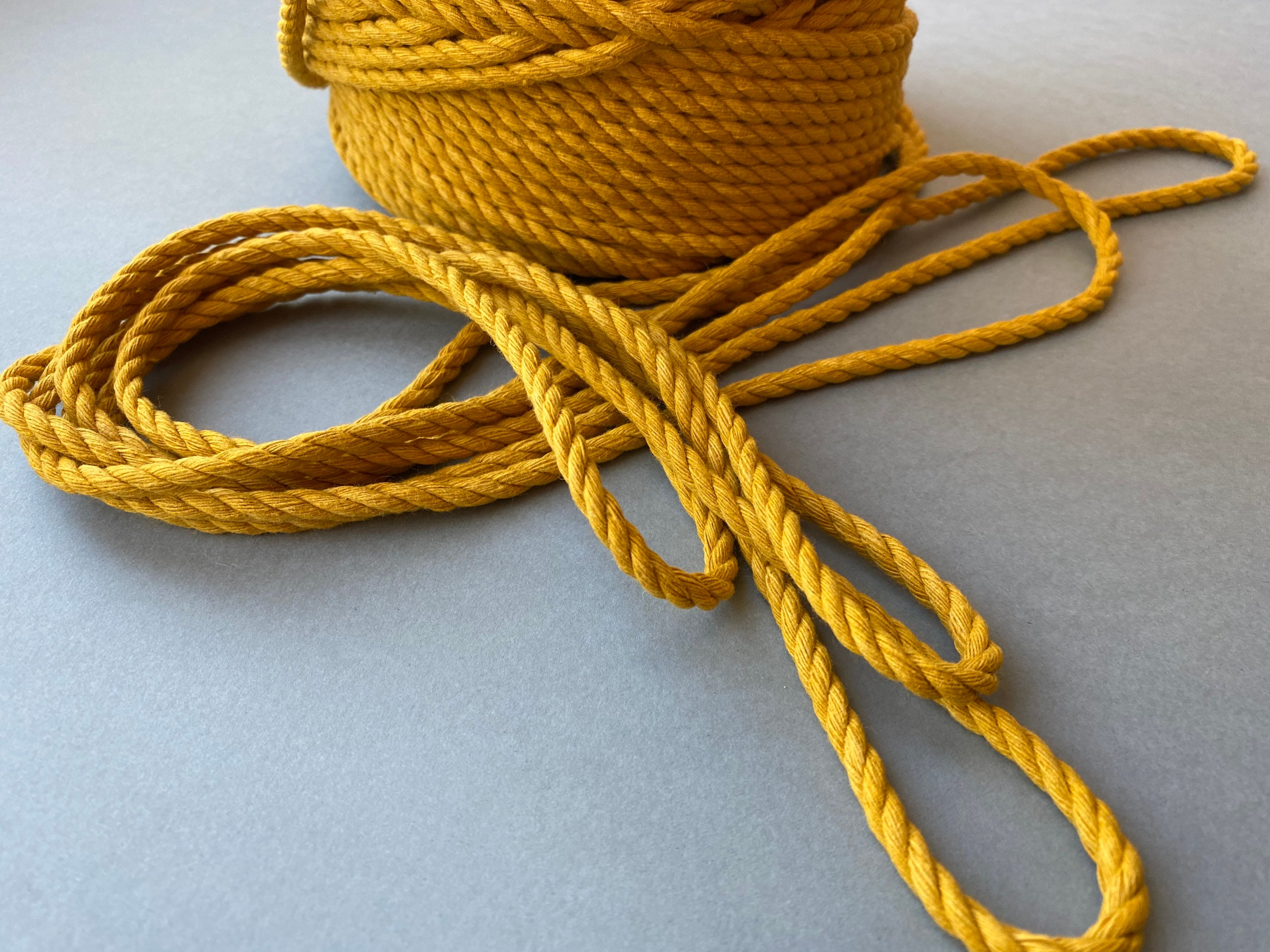 Mustard Color Macrame 4 Mm Rope, 20 Meters Planthanger Rope. 3 Strand ...