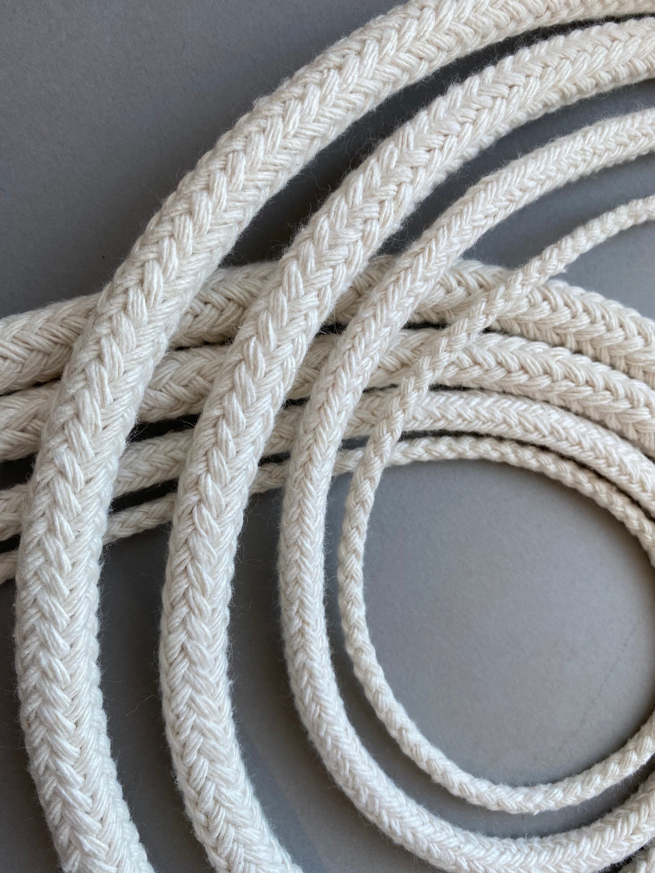 10mm Thick Cotton Rope30ft, Braided Rope, Drawstring Cord for Crafting,  Home Decor Rope, Wall Art Cord by the Yard / 30ft 10yds 9m 