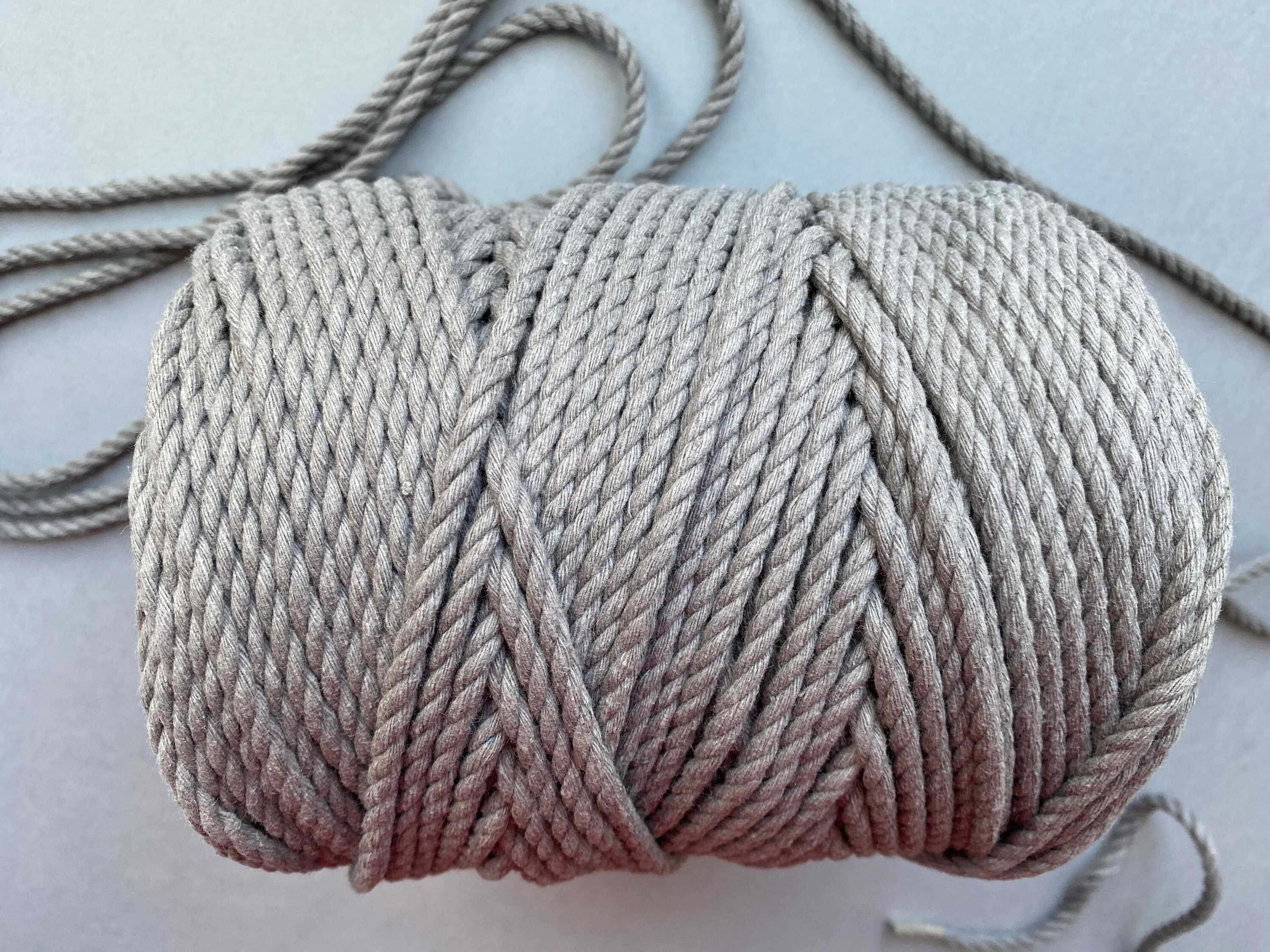 Gray Color Macrame 4 Mm Twisted Rope, 20 M Eco Macrame Rope ...