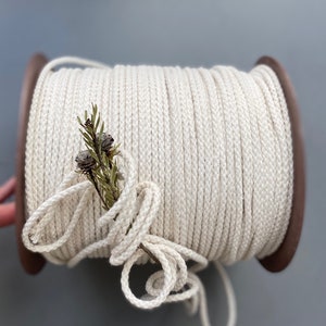 4 mm cotton macrame cord, 100 m spool, Rope massiv braided natural, Made in North Europe, Crochet rope, Macrame supplies, DIY macrame