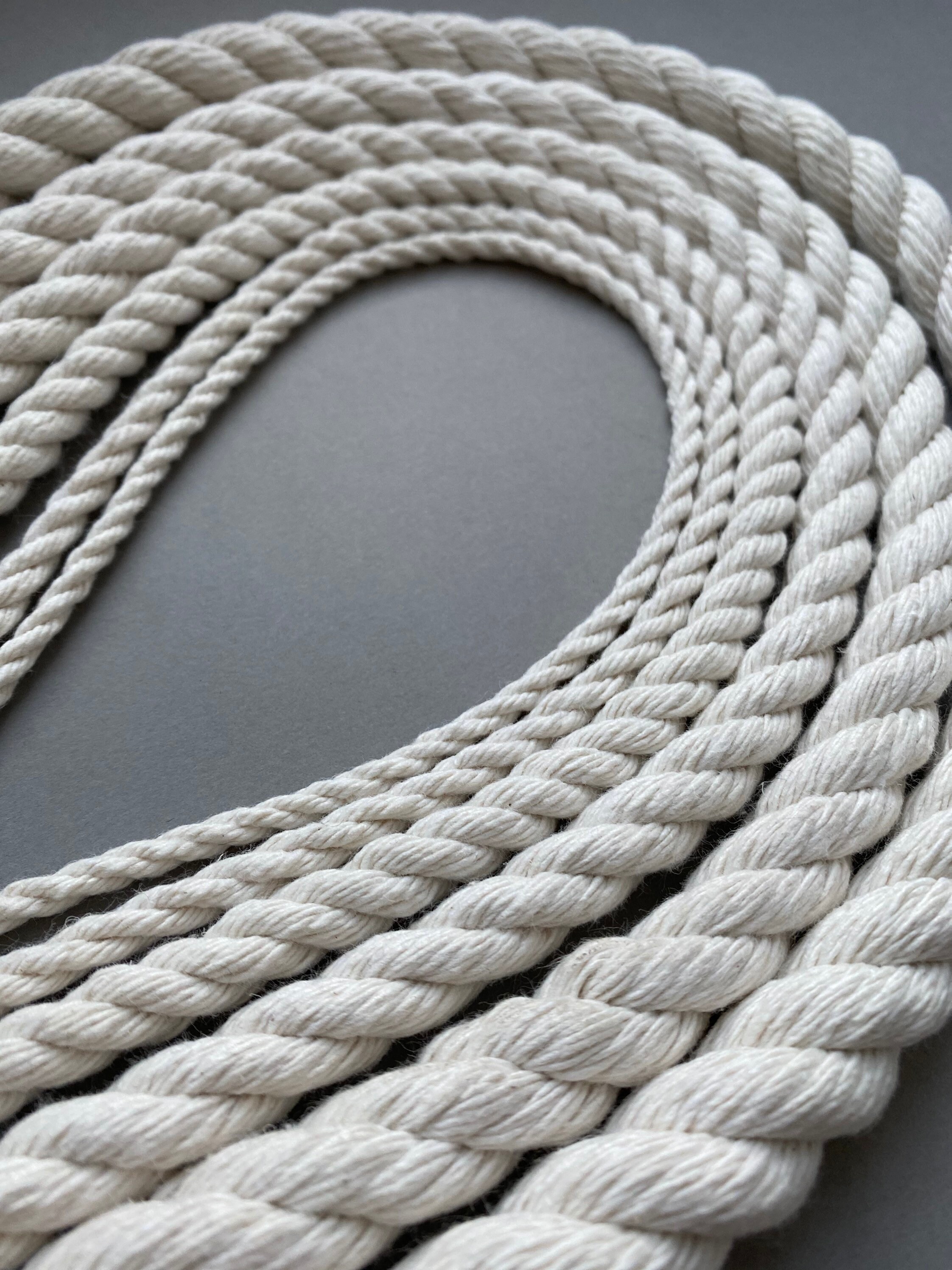 Twisted Cotton Rope Macramé Crafting Cord Triple Strand Natural White ...