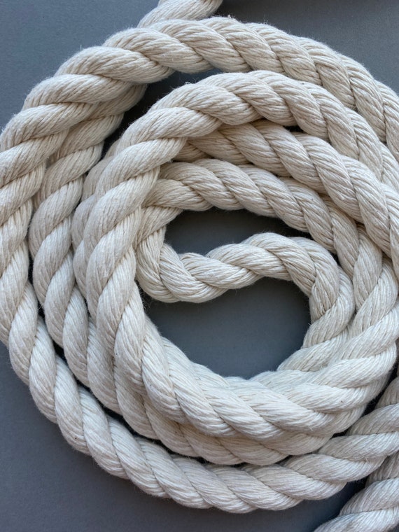 White 12 Mm Twisted Cotton Rope, 10 Meters Natural Rope. Planthanger Rope.  Made in North Europe, Natural Color Cord. Macrame Cord, Eco Rope -   Canada