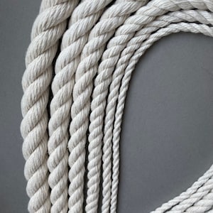 Cuerda de algodón retorcido Macramé Cuerda de elaboración Triple hebra Cuerda de algodón blanco natural Macramé Suministros Fibra Arte Algodón DIY Cuerda
