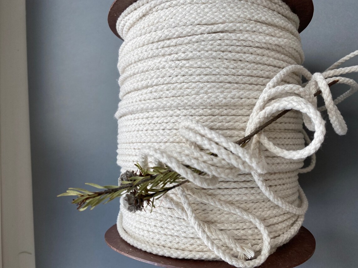 4 Mm Cotton Macrame Cord 100 M Spool Rope Massiv Braided Etsy