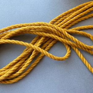 Mustard color macrame 4 mm rope, 20 meters Planthanger rope. 3 strand soft Macrame yarn, Mustard color Macrame cord. Made in North Europe