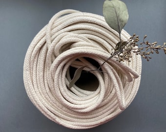 8 mm cotton braided rope, 10 meters massiv braided rope, Soft macrame cord, Rainbows making rope, Nautical decor, Made in North Europe