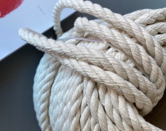 54 yd/ 50 m cuerda de algodón torcida blanca de 8 mm, cuerda Macrame. Cuerda planthanger. Suministros Macrame. Cable Macrame, Made in North Europe