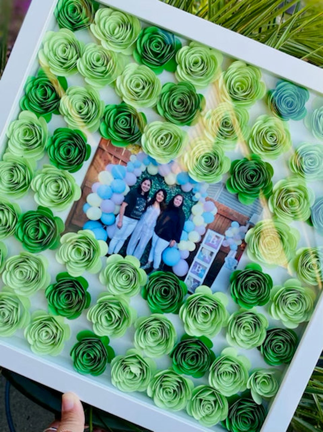 Personalized Shadow Box, Custom Flower Shadow Box, Custom Gift, Mothers