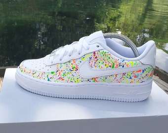 Custom Air Force 1 neón Nike af1 zapatillas zapatillas de deporte rosa / púrpura verde naranja, azul, amarillo (todas las tallas, hombre, mujer, junior, niños y bebés)