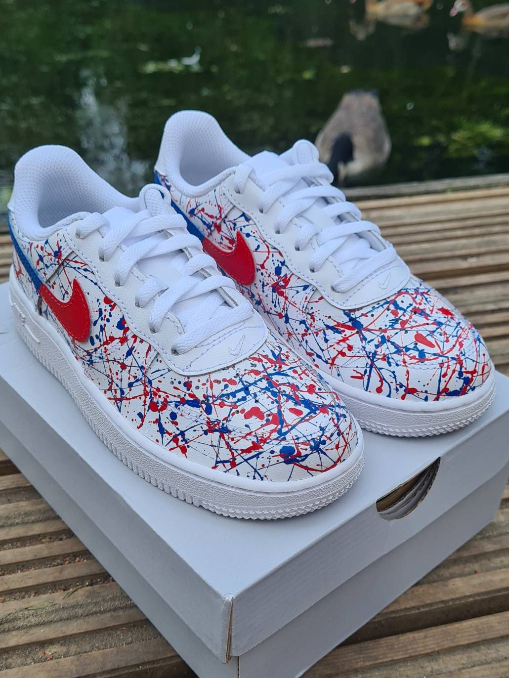 Custom Red and Blue Air Force 1 Trainers Af1 Splat Sneakers Etsy UK(06)