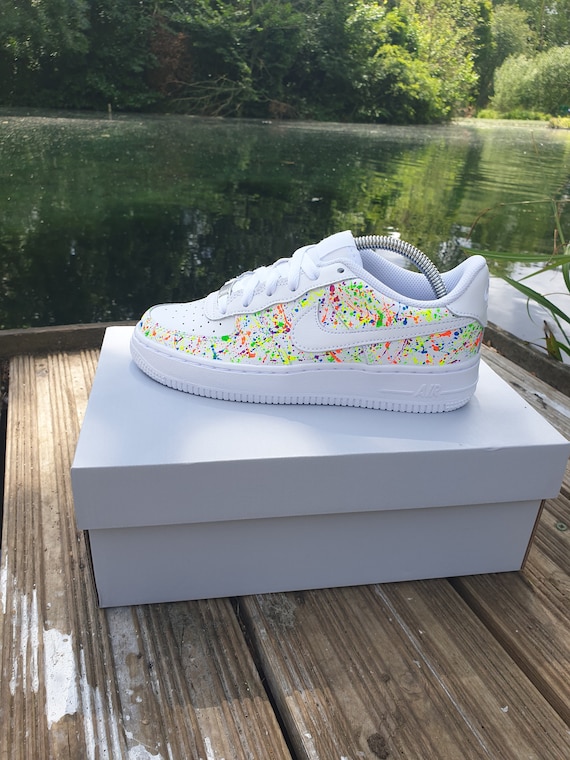 Custom Air Force 1 Neon Nike Af1 Trainers Shoes Pink/ Purple