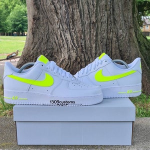 Custom neon air force, custom neon trainers, custom neon sneakers, neon trainers, mens womens trainers sneakers, personalised trainers