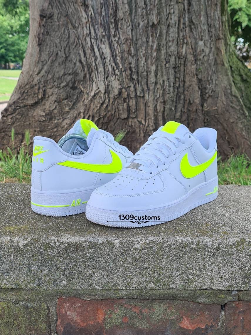 Custom Nike Air Jordan 1 Mid neon Flash Unique and Handpainted Sneakers 