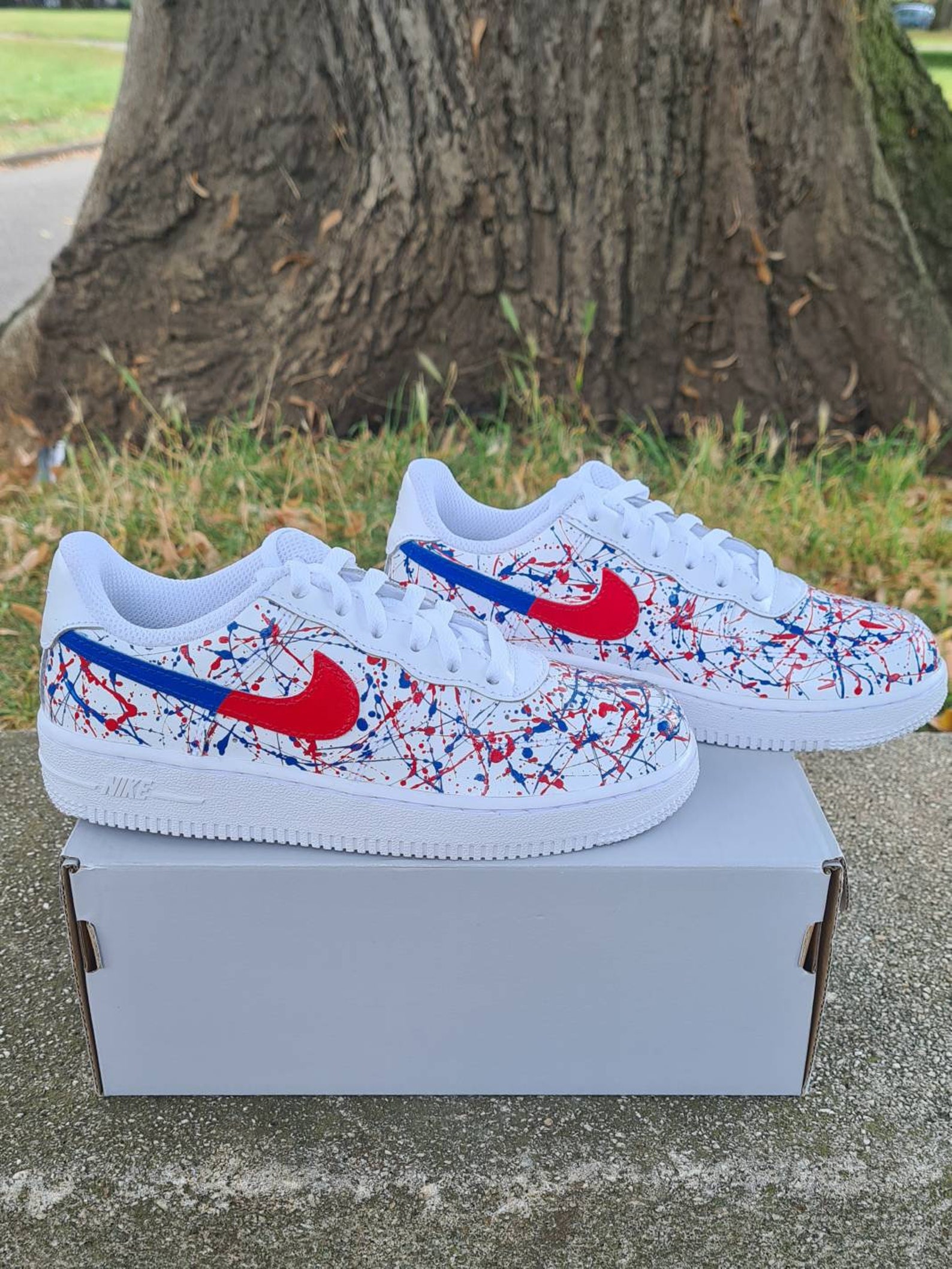 Custom Red and Blue Air Force 1 Trainers Af1 Splat Sneakers Etsy UK(04)