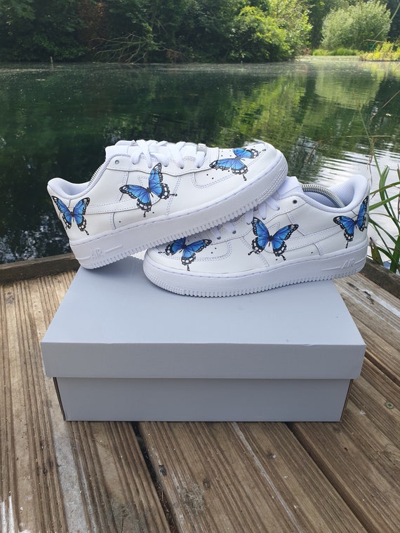 Custom Nike Air Force 1 Blue ButterFLY - Custom Nike Air Force 1