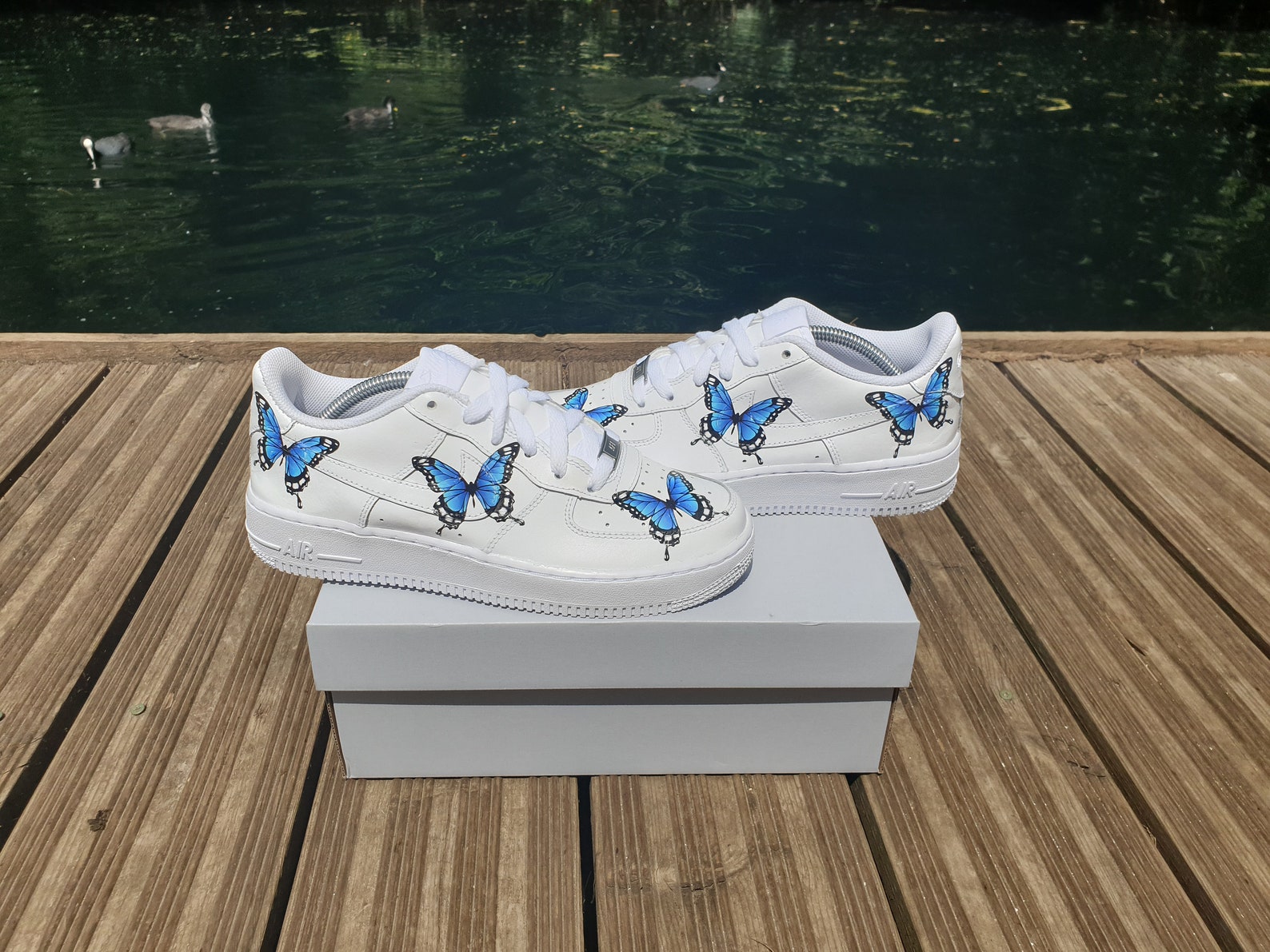 Custom Air Force 1 Butterfly Blue Black Drip Butterfly Af1 | Etsy