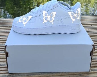 Custom Air Force 1 butterfly,   butterfly reflective af1 shoes (all sizes available, mens womens junior) personalised gift, custom sneakers