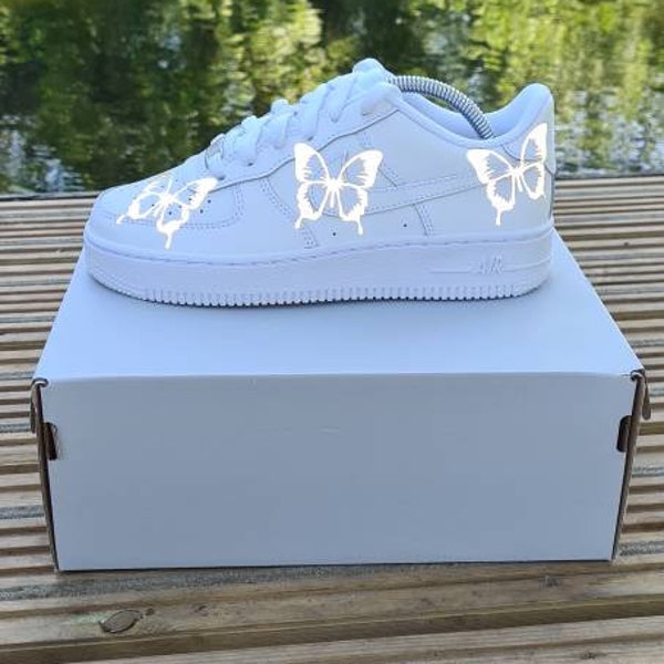 Custom Air Force 1 butterfly,   butterfly reflective af1 shoes (all sizes available, mens womens junior) personalised gift, custom sneakers