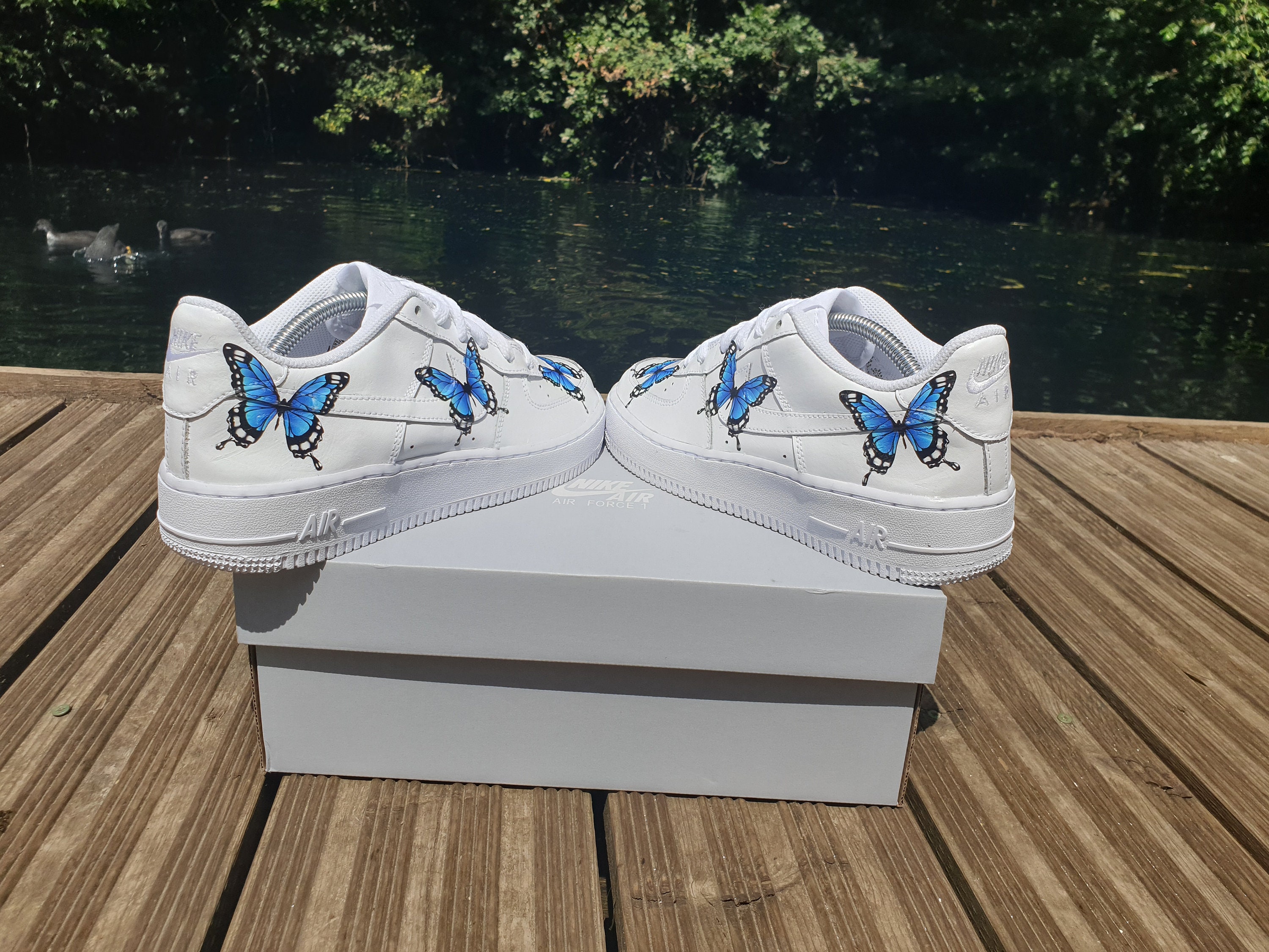 Custom Air Force 1 butterfly blue black drip butterfly af1 | Etsy