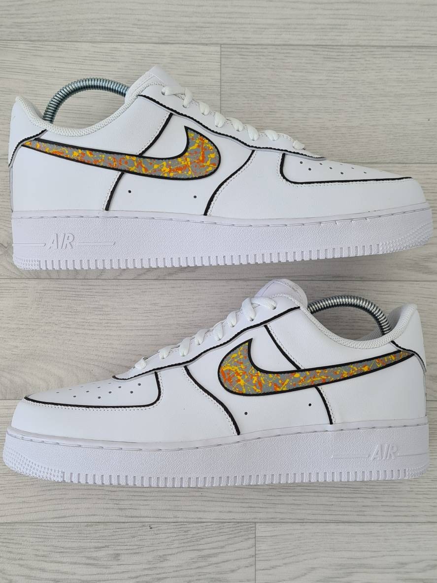 Nike Air Force 1 Black Neon Outline Custom Shoes Blue Green Yellow Pink All  Size