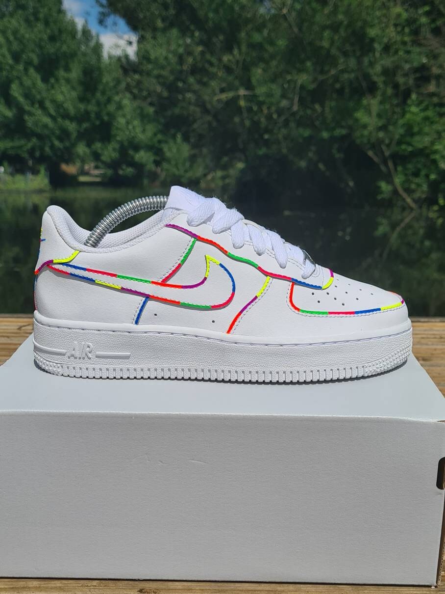 Custom Air Force 1 Trainers Nike Neon Rainbow Outline Af1 | Etsy Canada