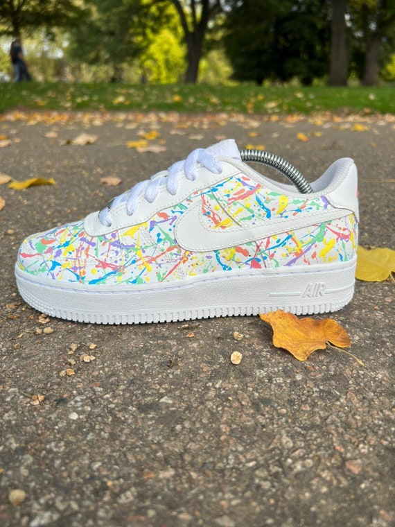 Custom Air Force 1 Pastel Splat Pink Purple Blue Green Yellow 