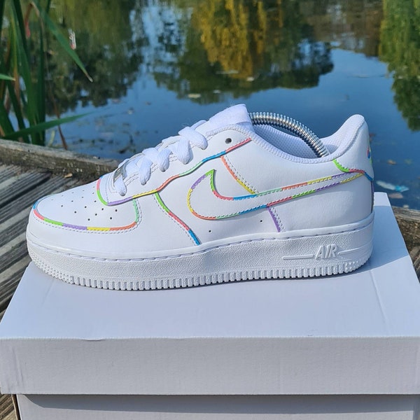 Custom Air Force 1 trainers af1 nike pastel shoes green pink purple, blue, pink, yellow (all sizes, mens, women's, junior, kids and infants)