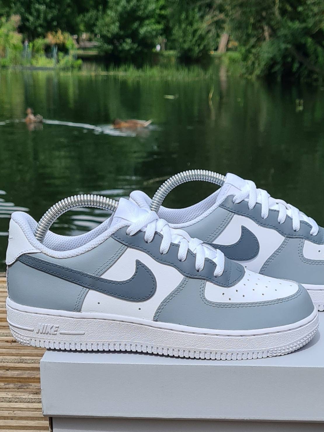 Custom Grey Air Force 1 Trainers, Af1 Nike 2 Toned Grey, Slate Grey / Wolf Grey Sneakers (All Sizes, Mens, Women's Junior Kids and Infants)