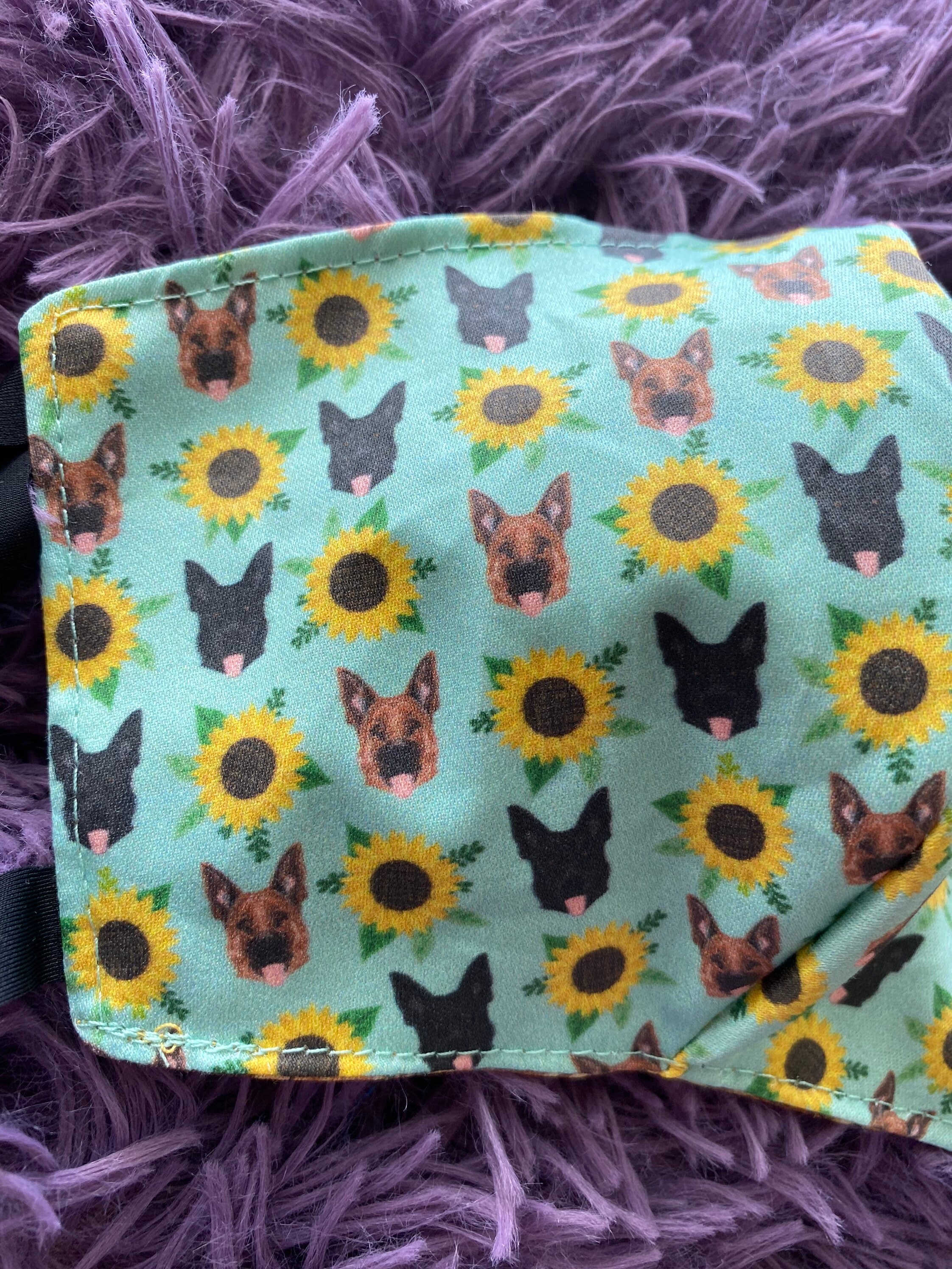 German shepherd sunflower reusable face mask