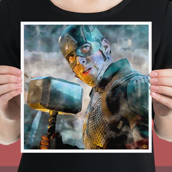 Captain America 12x12 Art Print / WORTHY / Avengers Endgame / Man Cave Poster / MCU FAN