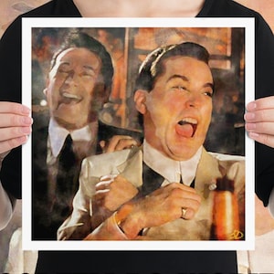 Quei bravi ragazzi - Divertente come un clown Stampa 12x12 - Ray Liotta che ride - Regalo per gli appassionati di cinema