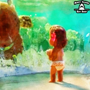 Baby Moana Playroom Artwork / Moana Kids Room / Disney Beach Poster / New Baby Gift / Nursery Decor / Disney Movie Art / Turtle Artwork