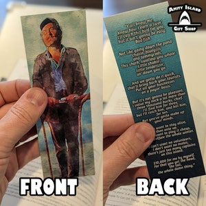 Jaws Bookmark Quint&#39;s Town Meeting Speech / Movie Fan Gift / Keepsake / Robert Shaw / Shark Fan