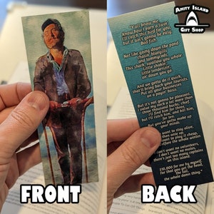 Jaws Bookmark Quint's Town Meeting Speech / Movie Fan Gift / Keepsake / Robert Shaw / Shark Fan