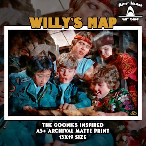 Willy&#39;s Map - The Goonies Inspired Art Print - 80s Movie Fan Gift - Goonies Never Say Die