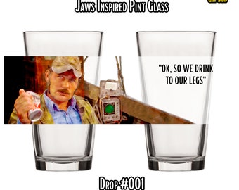 Quint on Deck - Jaws Inspired Mixing Glass, 16oz - Amity Island - Brody - Hooper