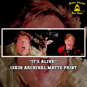 It&#39;s Alive! - Tommy Boy Inspired 13x38 Archival Matte Art Print - Chris Farley and David Spade with the Deer Artwork