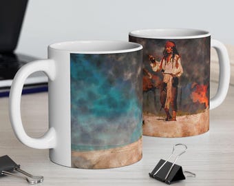 Taza inspirada en Piratas del Caribe: ¿Por qué se acabó el ron? - Capitán Jack y Elizabeth Swann