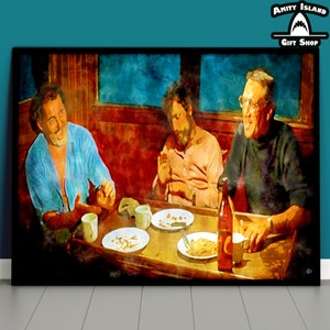 Tiburón me muestra el camino a casa / Póster de la cueva del hombre / Arte de Quint Brody Hooper / Regalo de pescador / Decoración de bar para el hogar