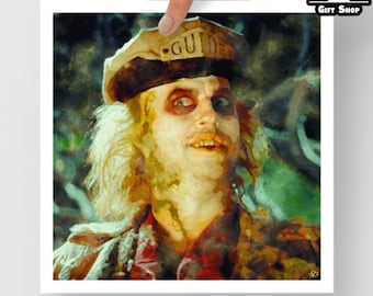 Beetlejuice, Spirit Guide (impresión de 12 x 12 pulgadas) / Regalo de película de terror / Regalo para fans de Michael Keaton y Tim Burton