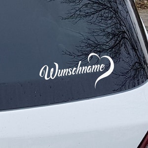 Auto Aufkleber Wunschtext Wunschname Aufkleber mit Herz Sticker Name Länge 20cm Bild 1