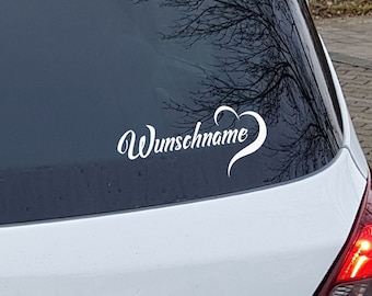 Auto Aufkleber Wunschtext Wunschname Aufkleber mit Herz Sticker Name Länge 20cm